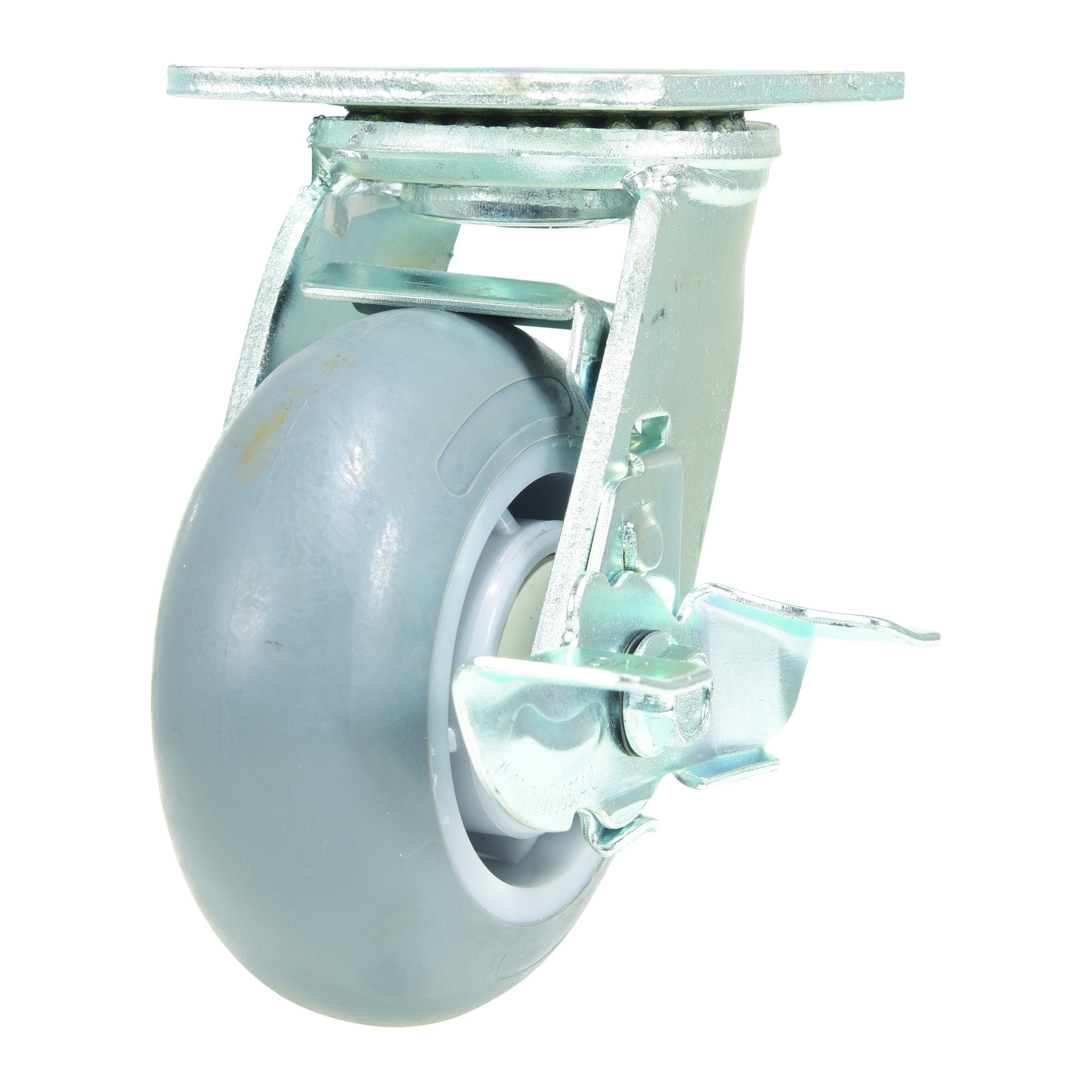 Vestil Thermoplastic Swivel With Brake Rigid Caster 5 In. Diameter x 2 In. Width 551 Lb. Capacity Light Gray